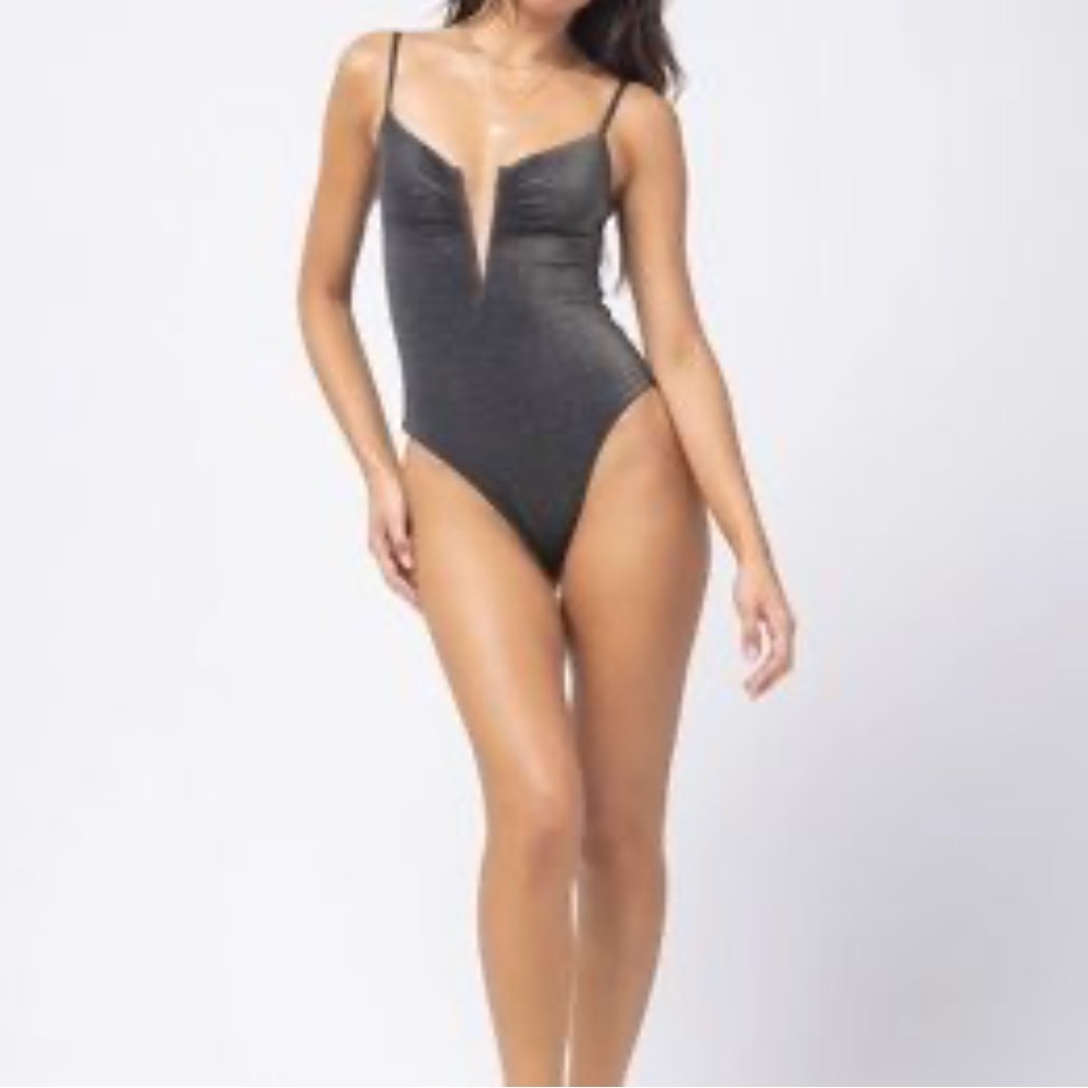 Sparkly Black  One Piece Swimsuit